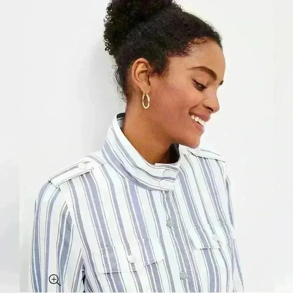 Loft Stripe Cinch Waist Jacket - Picture 2 of 13